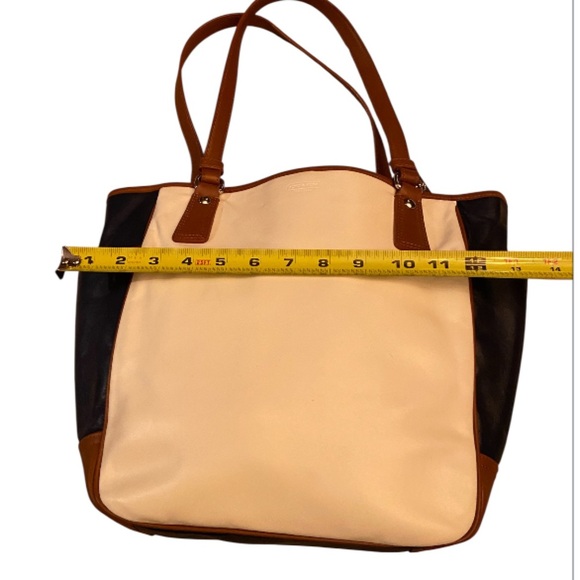 Coach Park Metro Leather Tote bag in a cream, navy, and brown color block F23683 - Picture 7 of 11